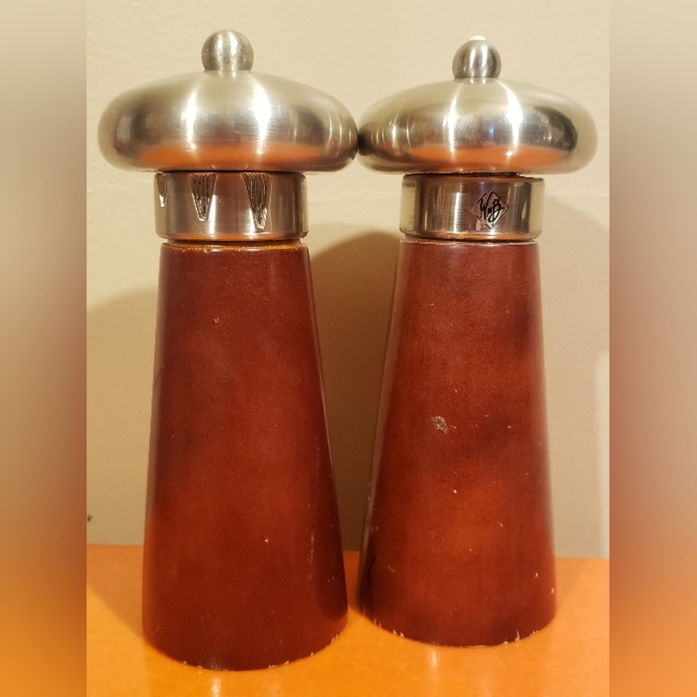 WM Bounds Natural Wood Chrome 6.5" Salt & Pepper Grinders Mills USA Adjustable